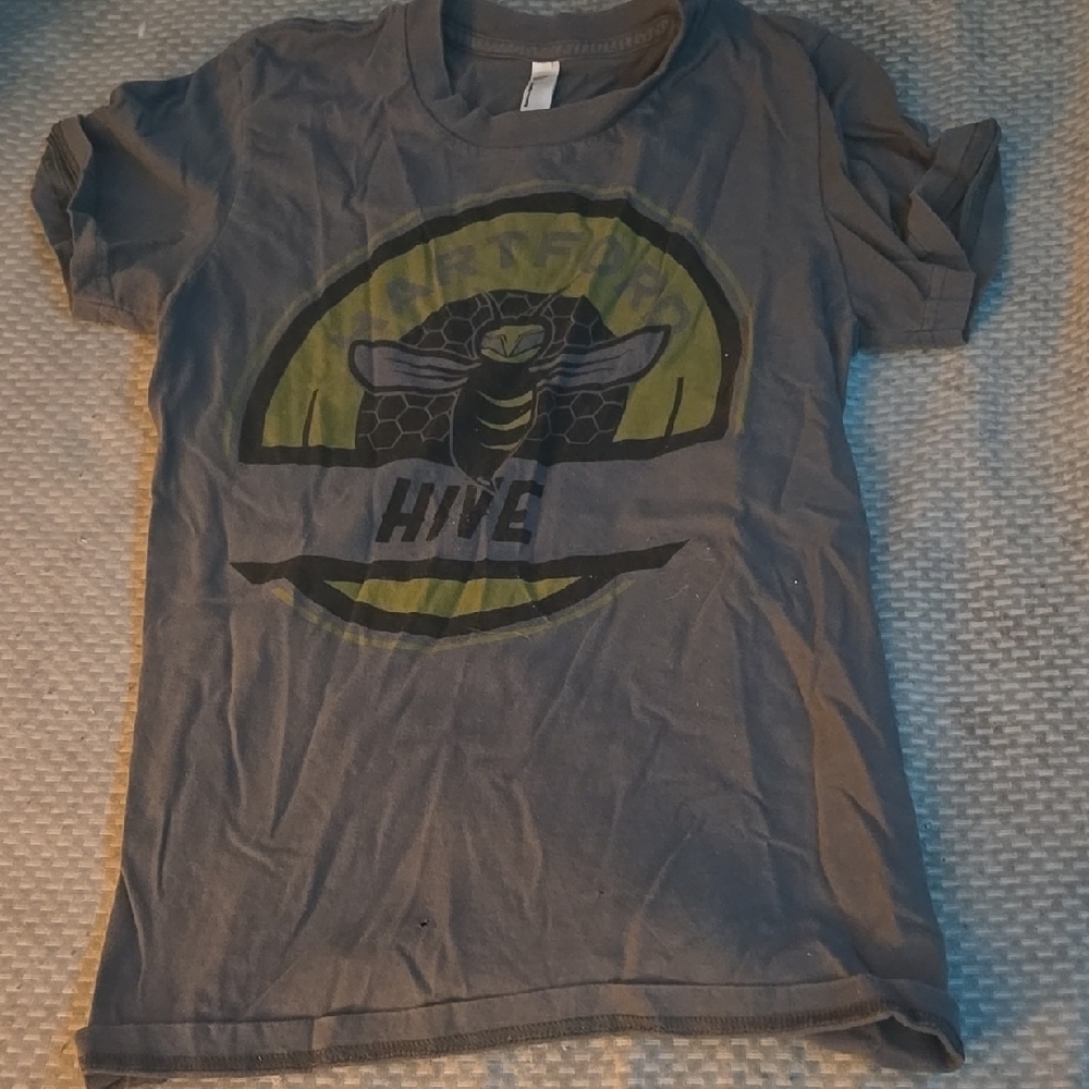 Gray Graphic T-Shirt with Yellow Hive Design